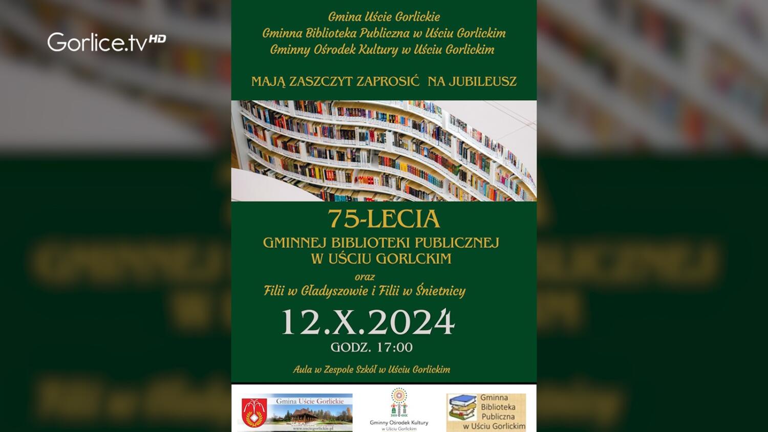 Zapraszamy na jubileusz 75-lecia Gminnej Biblioteki Publicznej w Uściu Gorlickim